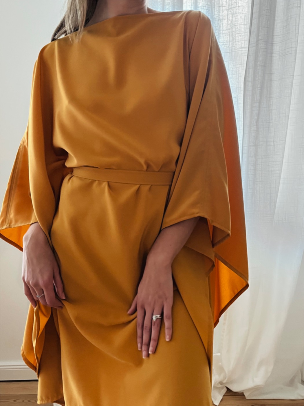 Yellow micro-fibre dress